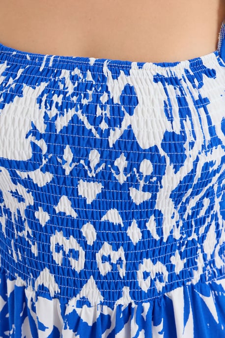 Blumen-Midi-Kleid mit quadratischem Kragen und Schlitz - Image 4