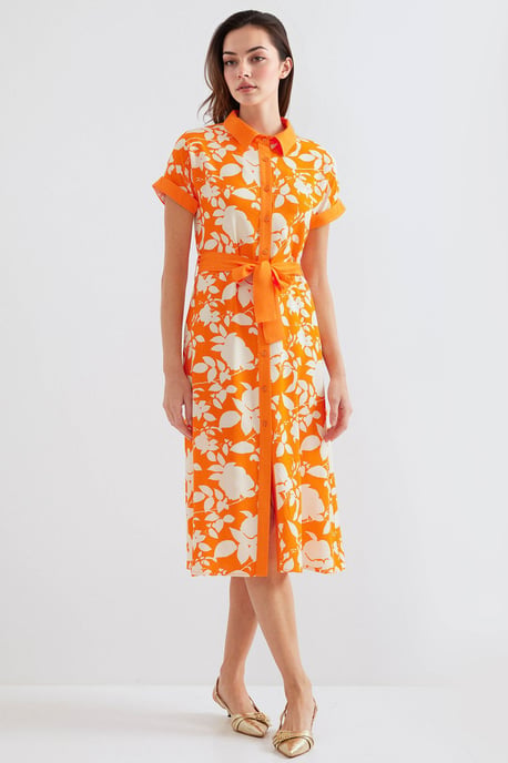 Blühendes Midi-Kleid mit Schleife - Image 2