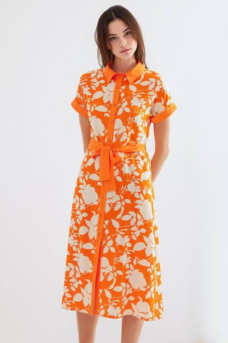 Blühendes Midi-Kleid mit Schleife - Image 3