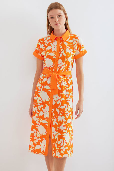 Blühendes Midi-Kleid mit Schleife - Image 4