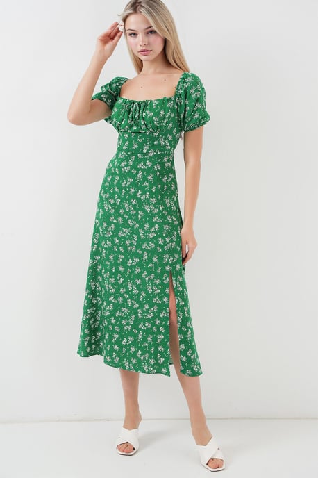 Midikleid mit Blumenmuster und Schleife - Image 2