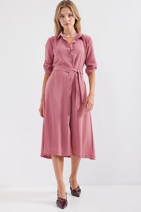 Texturiertes Midikleid mit Schleife - Image 2