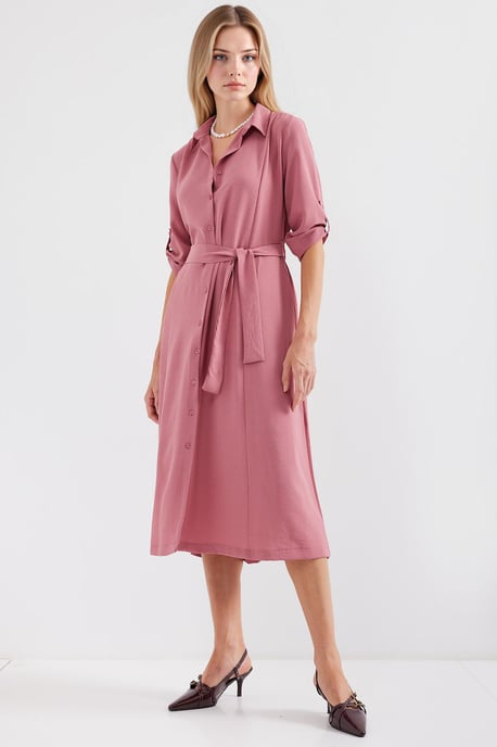 Texturiertes Midikleid mit Schleife - Image 4
