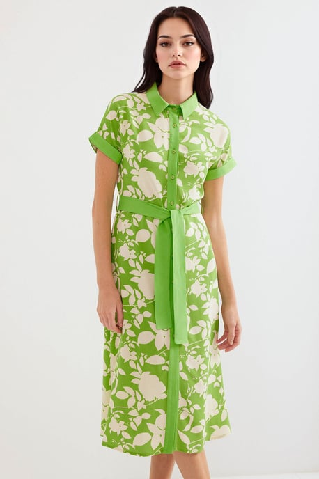Blühendes Midi-Kleid mit Schleife - Image 1