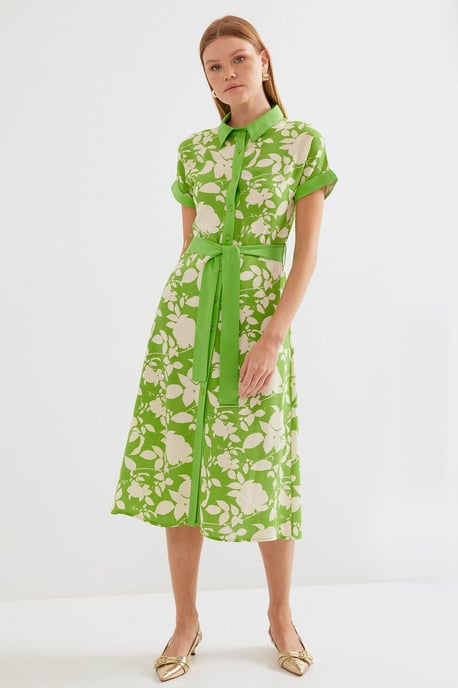 Blühendes Midi-Kleid mit Schleife - Image 3