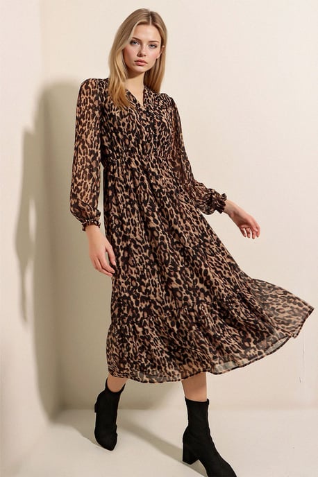 V-Ausschnitt Midi-Kleid mit Knopfverschluss - Image 2