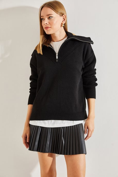 Reißverschluss-Kragen-Strickpullover - Image 2