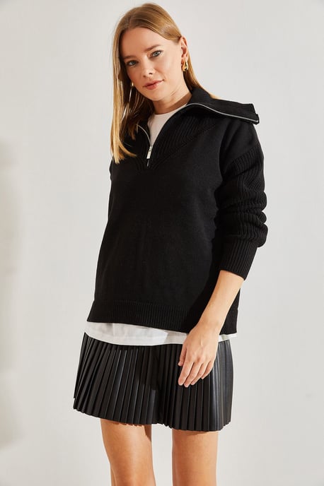 Reißverschluss-Kragen-Strickpullover - Image 3