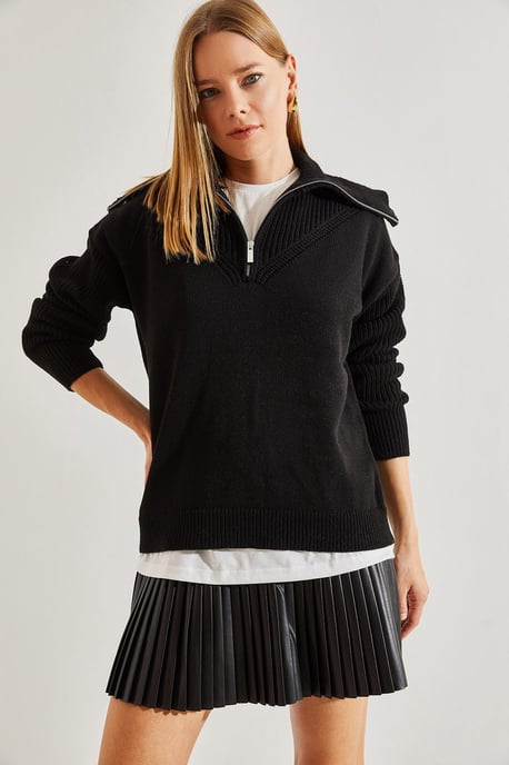 Reißverschluss-Kragen-Strickpullover - Image 4