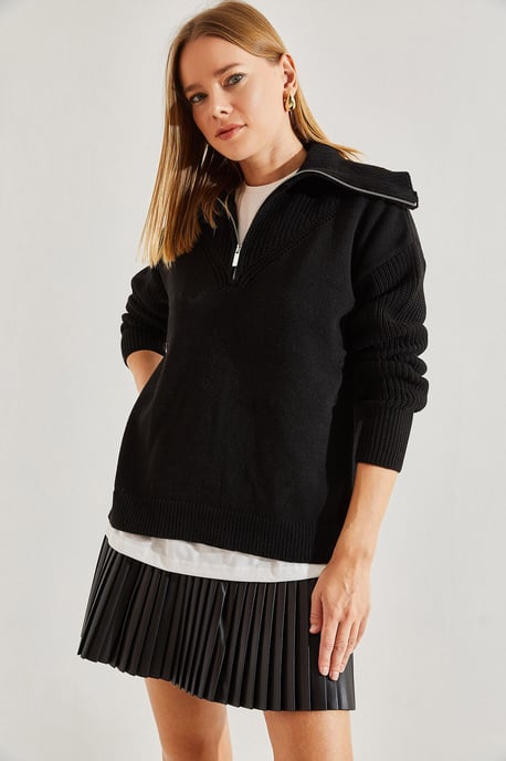 Reißverschluss-Kragen-Strickpullover - Image 5