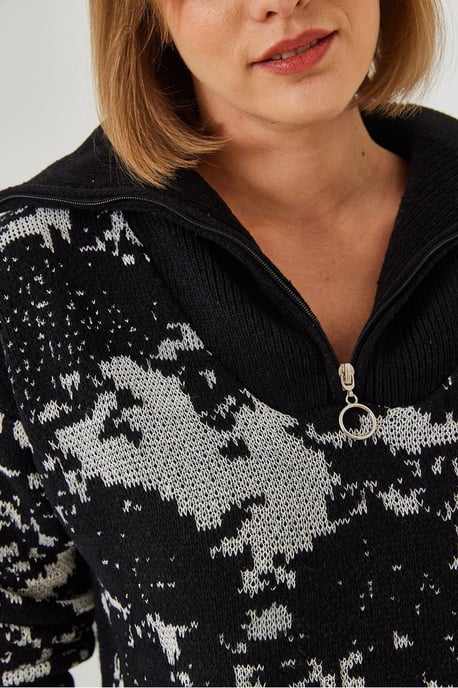 Abstract Strickpullover mit Reißverschluss-Kragen - Image 2