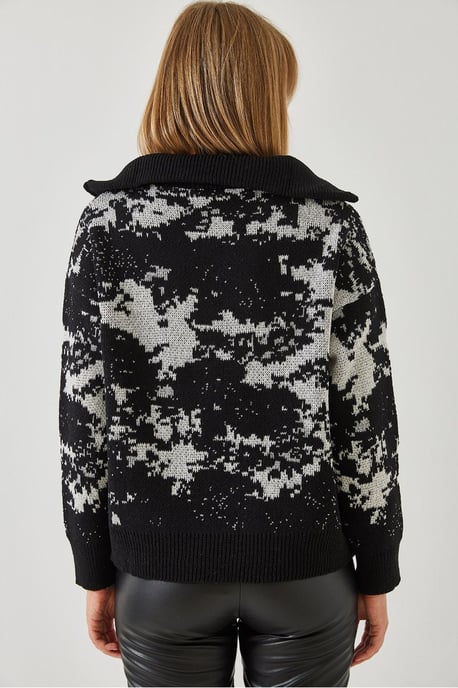 Abstract Strickpullover mit Reißverschluss-Kragen - Image 3