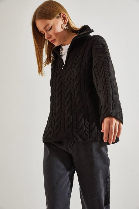 Oversized Haar- und Bart-Pullover mit Reißverschlusskragen - Image 4