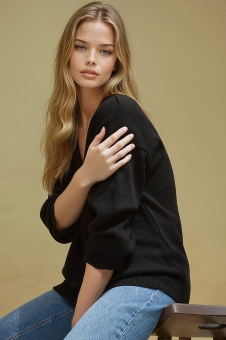 Dicker Strick-V-Ausschnitt-Pullover - Image 2