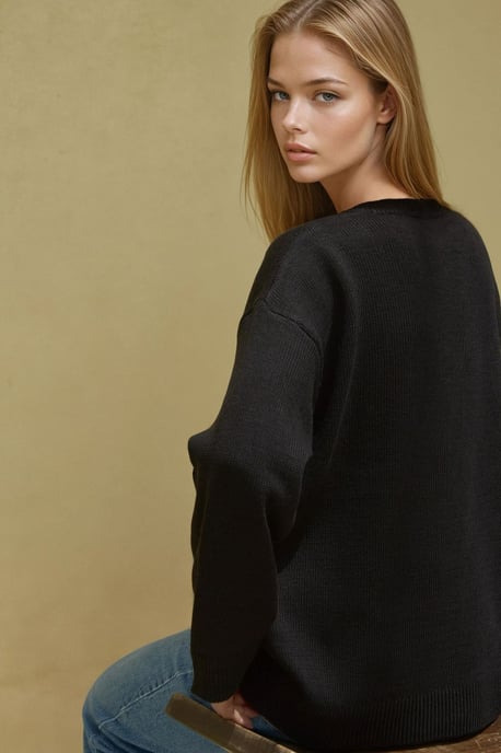 Dicker Strick-V-Ausschnitt-Pullover - Image 4