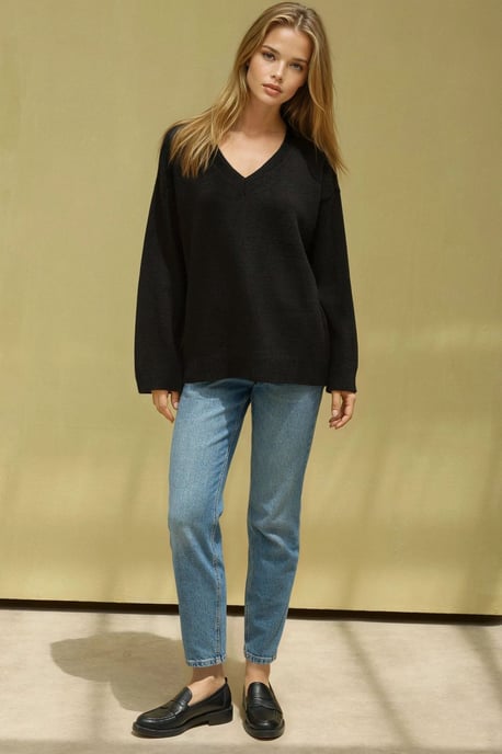 Dicker Strick-V-Ausschnitt-Pullover - Image 5