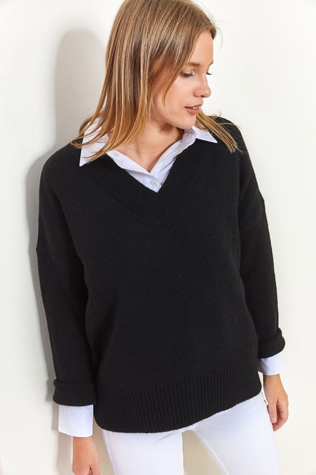 V-Ausschnitt Langarmpullover - Image 2