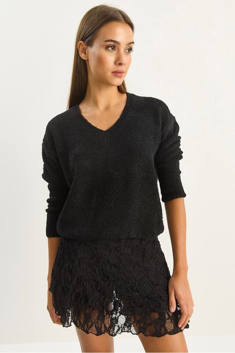 V-Ausschnitt Strukturstrickpullover - Image 2