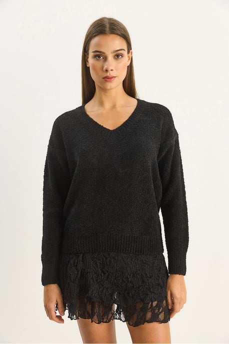 V-Ausschnitt Strukturstrickpullover - Image 4