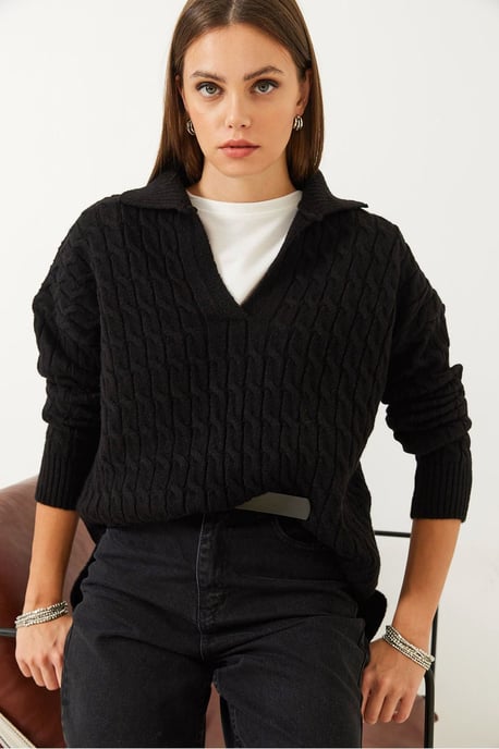 Lässiger Pullover mit strukturiertem V-Ausschnitt - Image 2