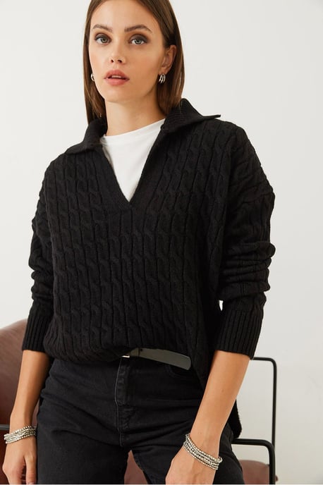Lässiger Pullover mit strukturiertem V-Ausschnitt - Image 3