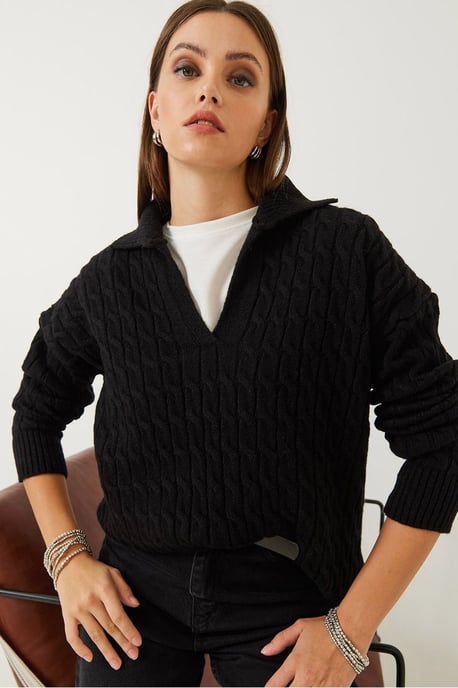 Lässiger Pullover mit strukturiertem V-Ausschnitt - Image 4