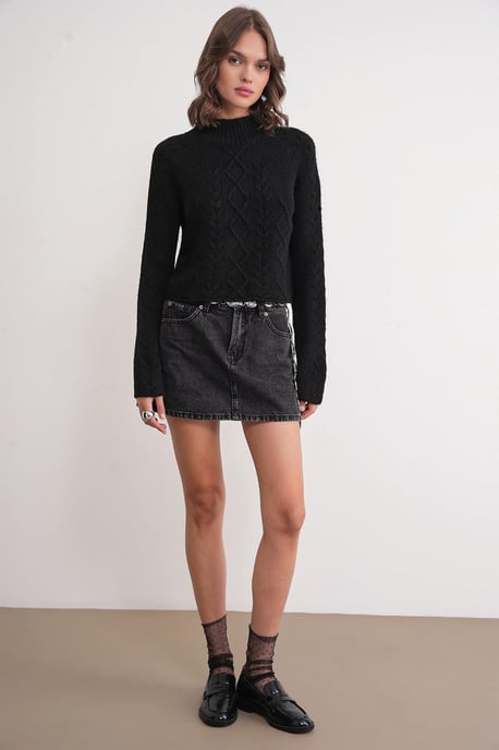 Rippstrick-Pullover mit Argyle-Muster und halbem Stehkragen - Image 2