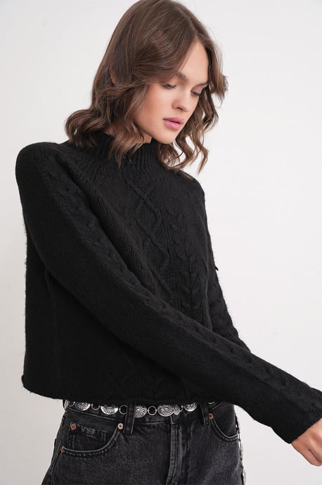 Rippstrick-Pullover mit Argyle-Muster und halbem Stehkragen - Image 3