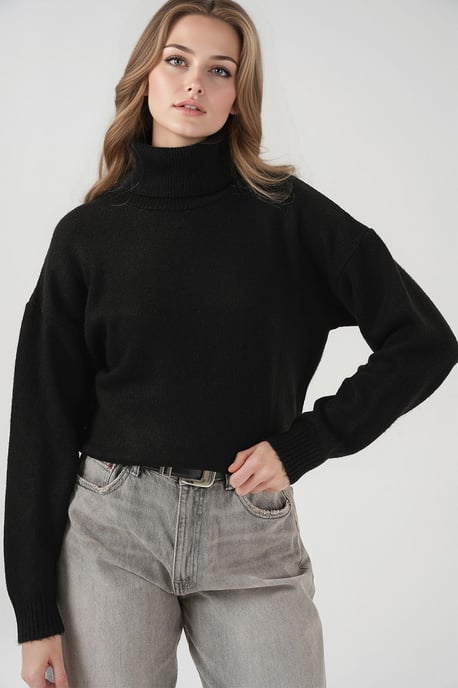 Übergroßer gerippter Rollkragenpullover - Image 3