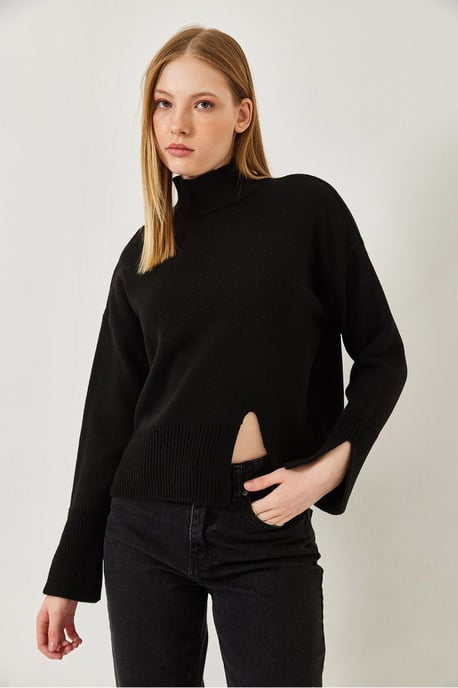 Lässiger Rollkragenpullover mit Schlitz - Image 2