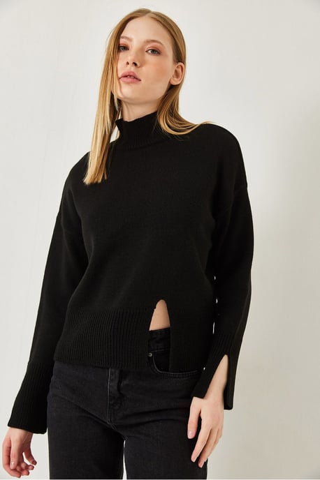 Lässiger Rollkragenpullover mit Schlitz - Image 4