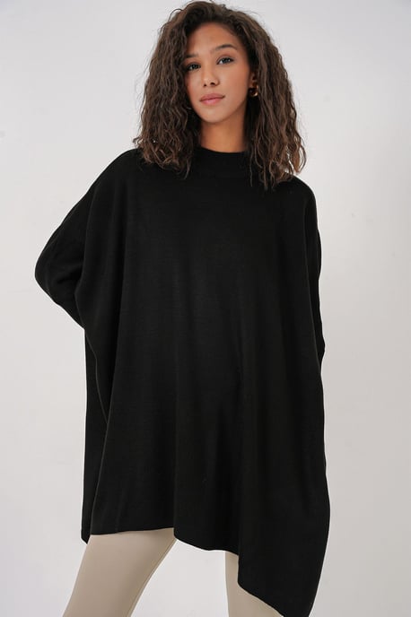 Sweater mit Schlitzdetail und halber Stehkragen, locker geschnitten - Image 5