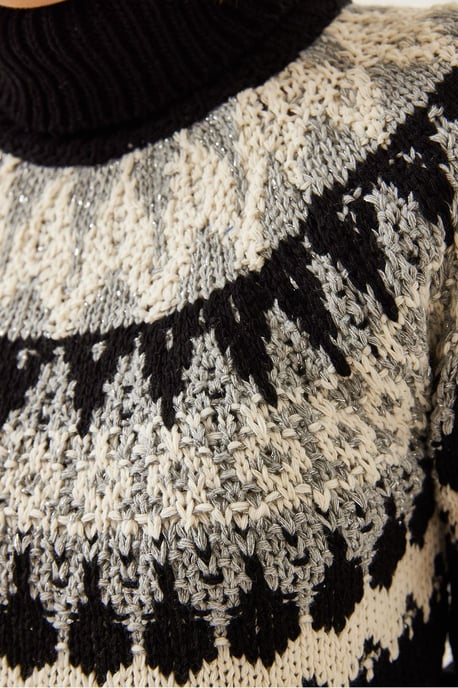 Rollkragen-Jacquard-Strickpullover - Image 3