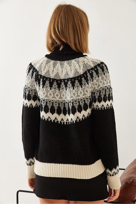 Rollkragen-Jacquard-Strickpullover - Image 4
