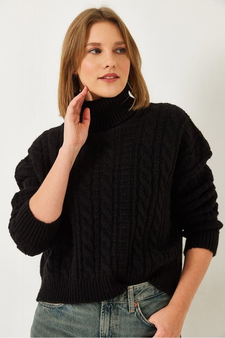 Strukturiertes, tailliertes Rollkragenpullover - Image 2