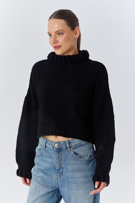 Dicker Rollkragen strukturierter Crop-Pullover - Image 6