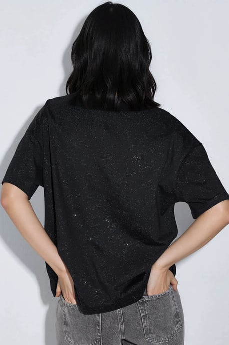 Pailletten Rundhals Kurzarm T-Shirt - Image 3