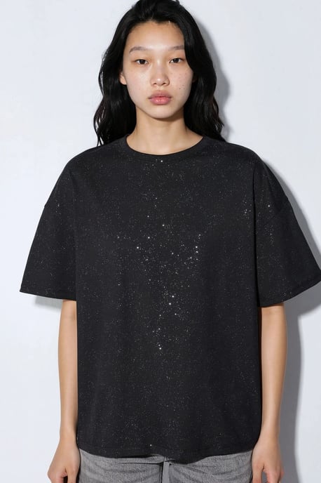 Pailletten Rundhals Kurzarm T-Shirt - Image 6
