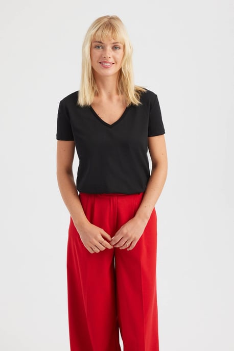 V-Ausschnitt Basic T-Shirt - Image 3