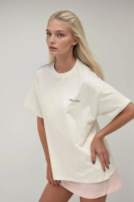 %100 Baumwolle Oversized Bedrucktes Rundhals Baumwoll T-Shirt - Image 4