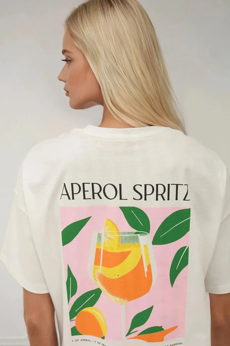 %100 Baumwolle Oversized Bedrucktes Rundhals Baumwoll T-Shirt - Image 5