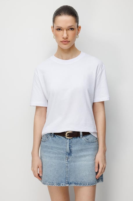 Mixray Übergroßes, geripptes Zwei‑Teile-T-Shirt-Set mit Rundhals - Weiß - Image 2