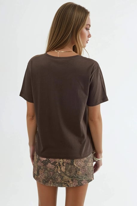 V-Ausschnitt Unifarben Strick-T-Shirt - Image 4