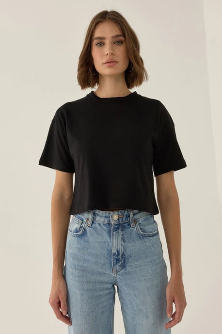 Basic Rundhals-Crop-Top-T-Shirt - Image 3