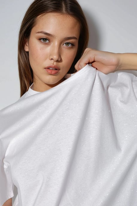 Pailletten Rundhals Kurzarm T-Shirt - Image 2