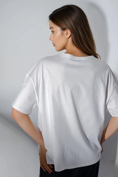 Pailletten Rundhals Kurzarm T-Shirt - Image 4