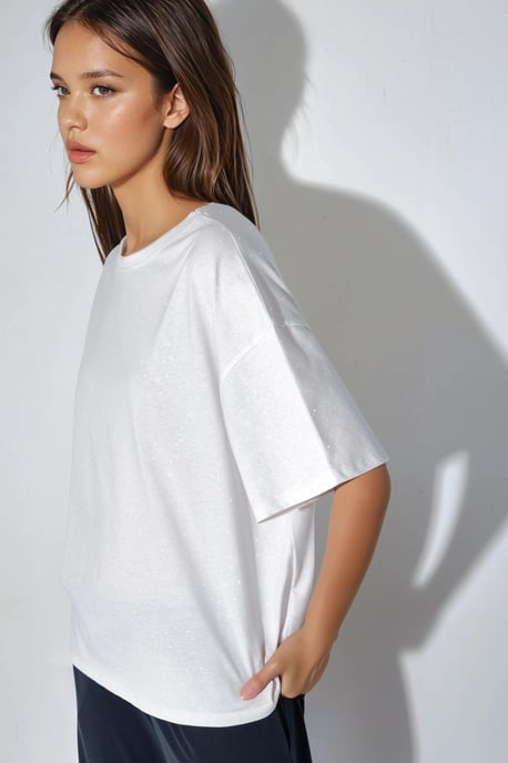 Pailletten Rundhals Kurzarm T-Shirt - Image 6