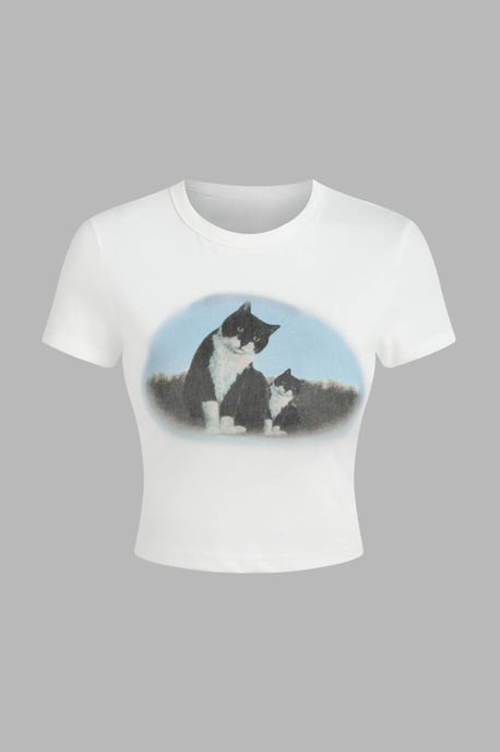 Bedrucktes Baumwoll-Crop-Top-T-Shirt - Image 1