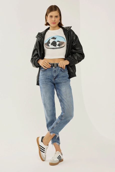 Bedrucktes Baumwoll-Crop-Top-T-Shirt - Image 4