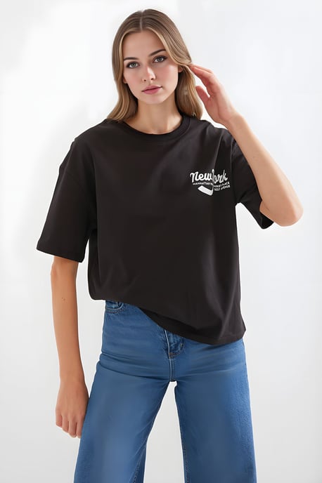Bedrucktes Rundhals-Losen T-Shirt - Image 2